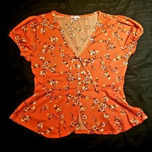 NWOT! Orange floral top